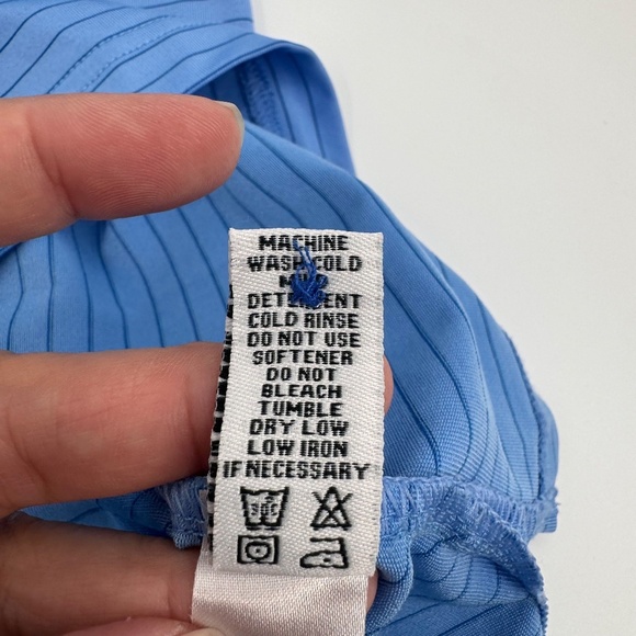 Straight Down Polo Shirt Men XL Blue Golf Performance Stripes Short Sleeves - Picture 9 of 11